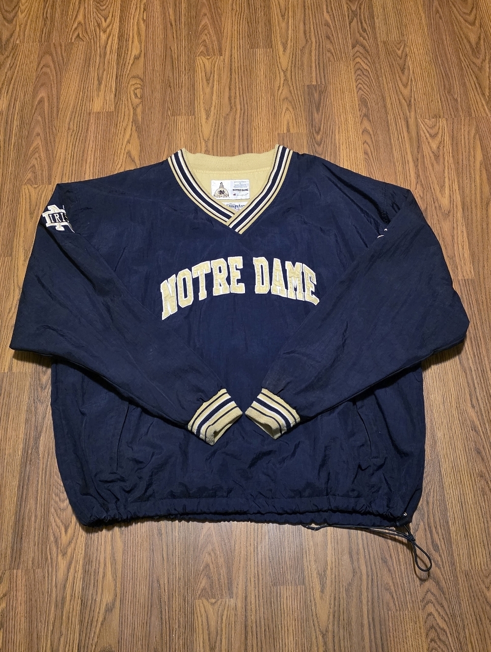 Vintage 90s Champion Notre Dame Fighting Irish Spellout Pullover Jacket Mens XXL